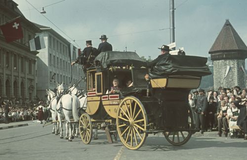 Fotografie, Luzern, eidgenössisches Trachtenfest, Postkutsche