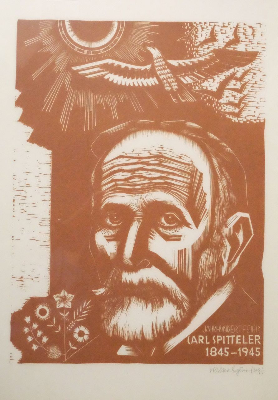 Eglin, Walter - Bild: Holzschnitt, Jahrhundertfeier Carl Spitteler 1845 – 1945