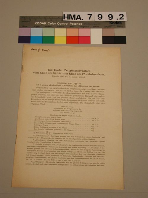 Basler Zeughaus-Inventare 16./17.Jh.