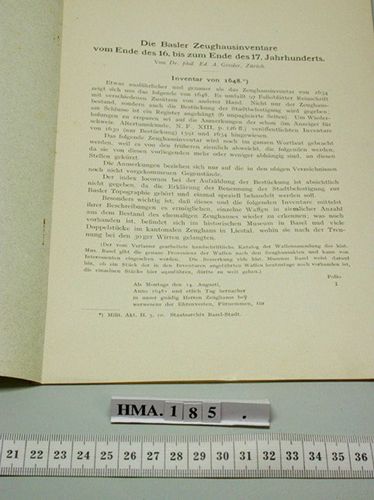 Die Basler Zeughaus Inventare: Inventar von 1648