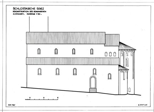 Fotografie, Schloss Spiez, Schlosskirche, Aufriss