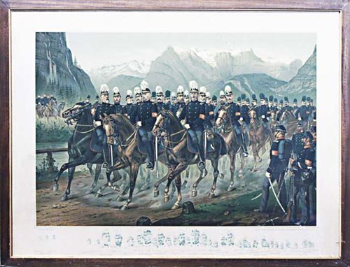 unbekannt - Lithografie, Generalstab der Schweizerarmee um 1870