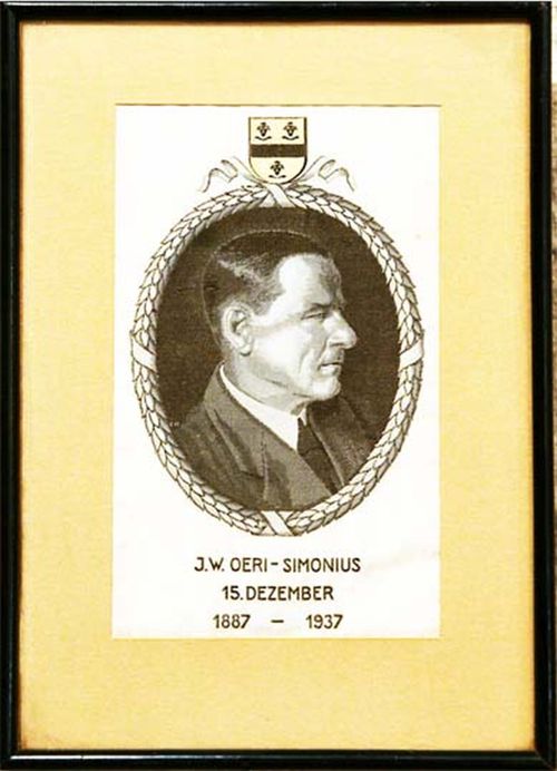 Seiler & Co Gelterkinden - Seidenwebbild, Seidenwebbild Portrait J.W.Oeri-Simonius