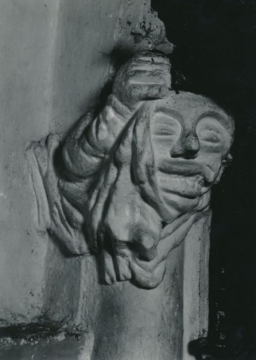 Fotografie, Schloss Spiez, Schlosskirche, Innenansicht, Figurenkapitell