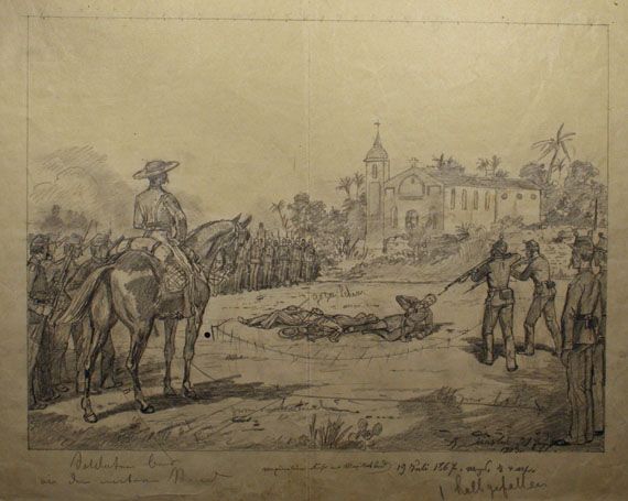 Karl Jauslin (1842-1904) - Zeichnung, Erschiessung Kaiser Maximilians