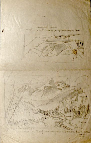 Karl Jauslin (1842-1904) - Zeichnung, 2 Ansichten vom Grossen St. Bernhard