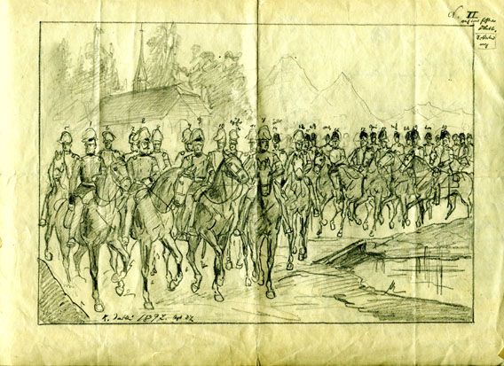 Karl Jauslin (1842-1904) - Zeichnung, Generalstab 1897/ Notizen