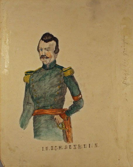 Karl Jauslin (1842-1904) - Zeichnung, Portrait Ulrich Ochsenbein