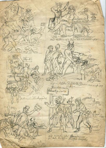 Karl Jauslin (1842-1904) - Skizzen, Studien, Satirische Bildergeschichte