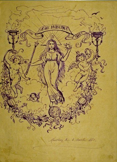 Karl Jauslin (1842-1904) - Zeichnung, Allegorische Frauengestalt