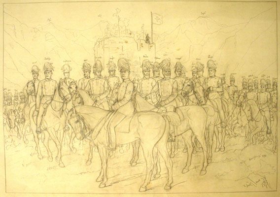 Karl Jauslin (1842-1904) - Entwürfe, Druckvorlagen, Generalstabsbild