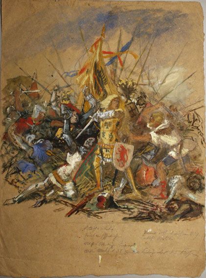 Karl Jauslin (1842-1904) - Zeichnung, Schlachtszene