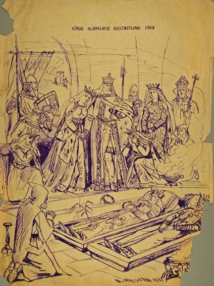Karl Jauslin (1842-1904) - Zeichnung, König Albrechts Bestattung