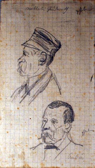 Karl Jauslin (1842-1904) - Skizzen, Studien, 2 Portrait-Skizzen: Leonhard Wälterlin, Rudolf Aebin