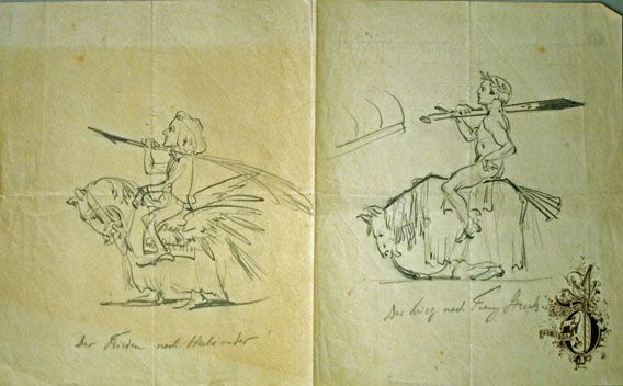 Karl Jauslin (1842-1904) - Zeichnung, Krieg oder Frieden
