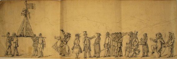 Karl Jauslin (1842-1904) - Zeichnung, Fasnacht 1891: Schneble-Clique