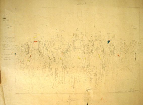 Karl Jauslin (1842-1904) - Entwürfe, Druckvorlagen, Generalstabsbild