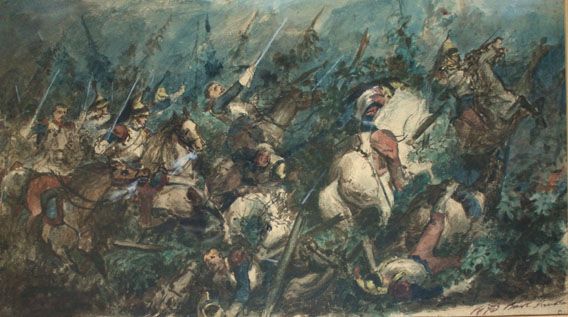 Karl Jauslin (1842-1904) - Malerei, Kriegsszene