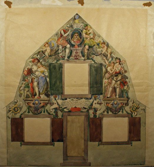 Karl Jauslin (1842-1904) - Zeichnung, Entwurf zur Fassadengestaltung von Jauslins Haus