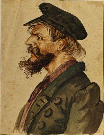 Karl Jauslin (1842-1904) - Skizzen, Studien, Portrait-Skizze Schnyder (?), Reigoldswil