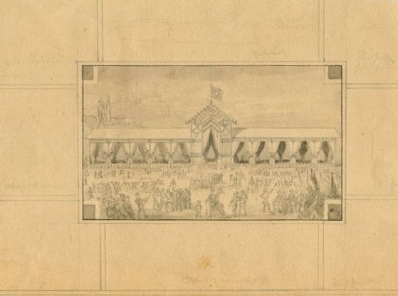 Karl Jauslin (1842-1904) - Zeichnung, Festzelt eines eidgenössischen Schützenfestes