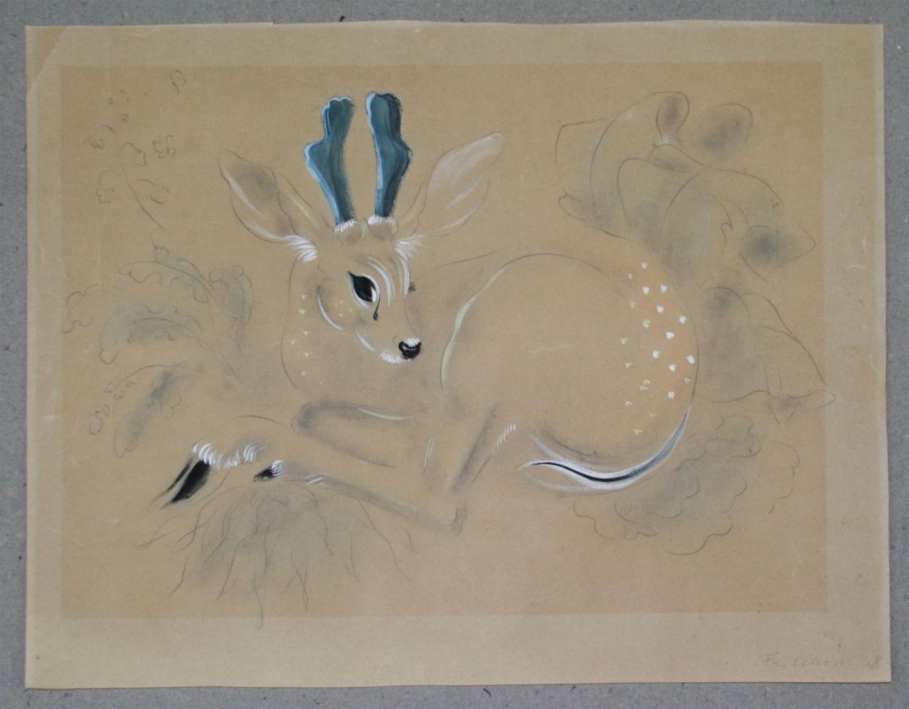 Friedel Schorr, genannt Raoh (1901-1991) - Zeichnung, Rehkitz