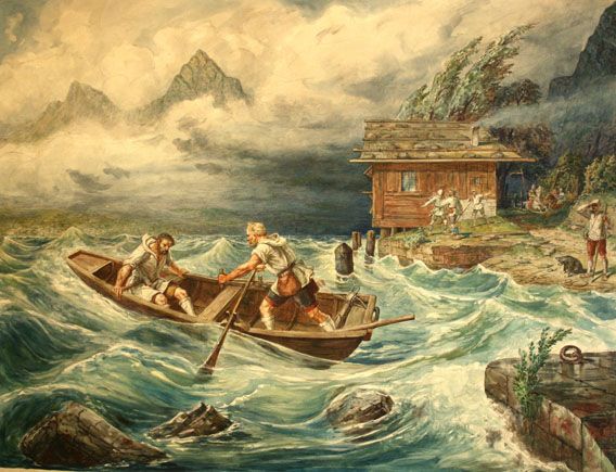Karl Jauslin (1842-1904) - Malerei, Tell rettet Baumgarten