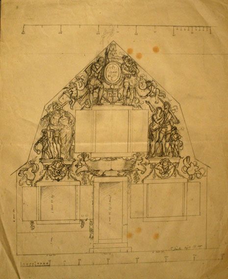 Karl Jauslin (1842-1904) - Zeichnung, Entwurf zu Fassadengestaltung von Jauslins Haus