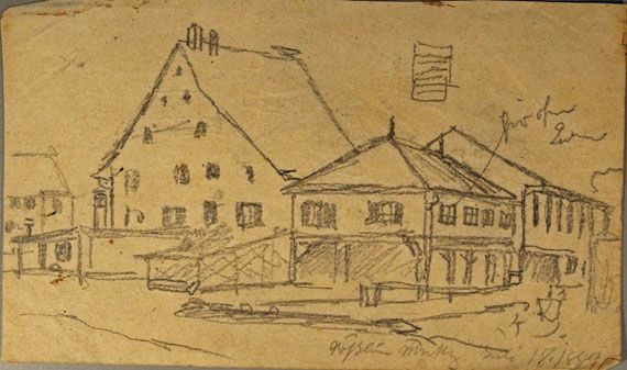 Karl Jauslin (1842-1904) - Zeichnung, Gasthaus zum Rössli, Muttenz