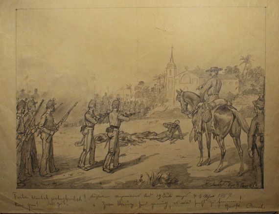 Karl Jauslin (1842-1904) - Zeichnung, Erschiessung Kaiser Maximilians