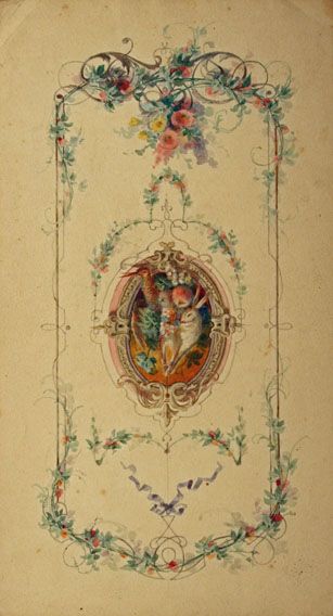Karl Jauslin (1842-1904) - Zeichnung, Pflanzenornamente, Stilleben mit Wild und Früchten