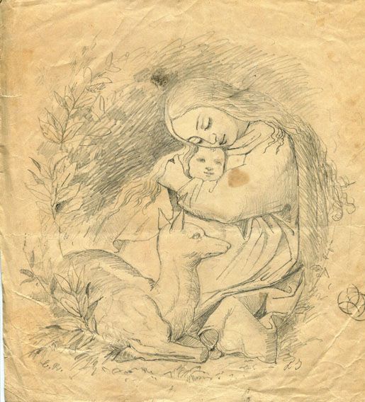 Karl Jauslin (1842-1904) - Zeichnung, Genoveva
