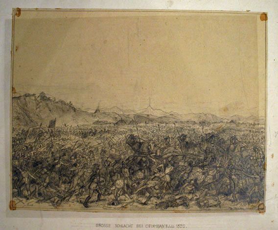Karl Jauslin (1842-1904) - Zeichnung, Schlacht bei Otumba 1520