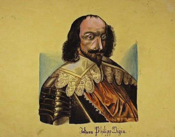 Karl Jauslin (1842-1904) - Zeichnung, Portrait Johann Philipp Vigin
