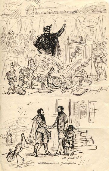 Karl Jauslin (1842-1904) - Illustrierter Brief Jauslins an Buri
