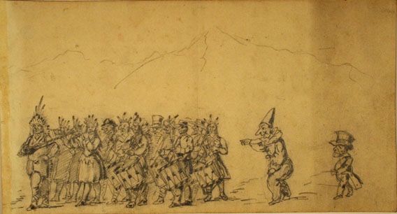 Karl Jauslin (1842-1904) - Zeichnung, Fasnacht 1891: Schneble-Clique