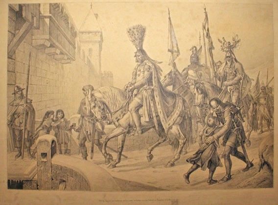 Karl Jauslin (1842-1904) - Zeichnung, Herzog Leopolds Rückkehr nach Winterthur